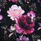 Preview: Sweat Stoff Rosenblüten pink schwarz - Glitzerpüppi